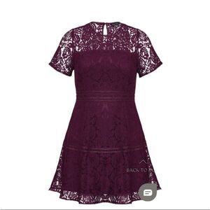 City Chic Mulberry Flower Laced Ravish Dress NWT